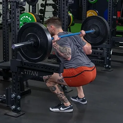 Titan Fitness 20 KG 28.5MM TITAN Series Olympic Barbell, USA Made Multipurpose Bar, Blue Cerakote