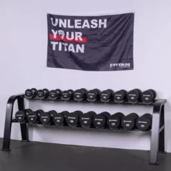 Titan Fitness 2 Tier Saddle-Style Dumbbell Weight Rack Black