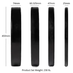 Titan Fitness Economy Olympic Bumper Plates 230 LB Set Rubber with Steel Insert Black