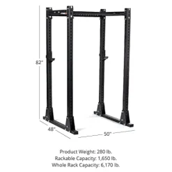 Titan Fitness Flat Foot Power Rack X-3 Series 82-in. H 30-in. D with 4 Weight Plate Holders Black