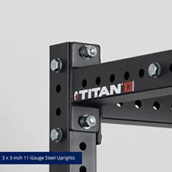 Titan Fitness Flat Foot Power Rack X-3 Series 91-in. 30-in. with 4 Weight Plate Holders Black