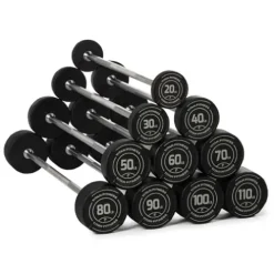 Titan Fitness Rubber Straight Fixed Barbells Black