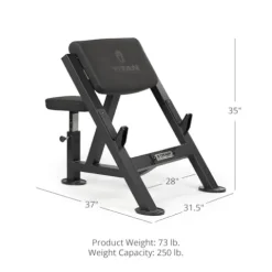 Titan Fitness Seated Preacher Curl Bench Black, Max Load 250 LB, Bicep Curl Support Training