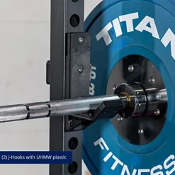 Titan Fitness T-2 Series Power Rack with J-Hooks and Pull-Up Bar Black