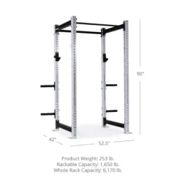 Titan Fitness X-3 Series 90″ White Bolt-Down Power Rack 36″ Depth