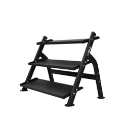 TKO 3-Tier Dumbbell & Kettlebell Rack | Home Gym Organizer | Black Stand