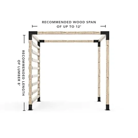 TOJAGRID Any Size Pergola Kit with Post Wall for 4×4 Wood Graphite