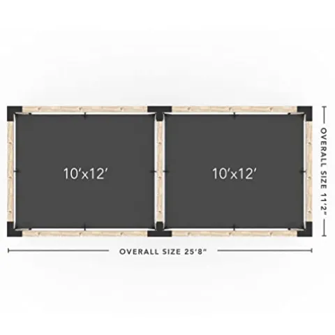 TOJAGRID Double Pergola Kit with 2 Shade Sails for 6×6 Wood Posts Graphite