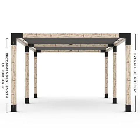 TOJAGRID Double Pergola Kit with 2 Shade Sails for 6×6 Wood Posts Graphite