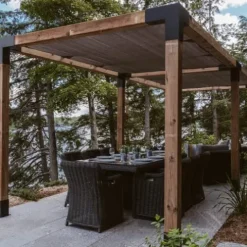 TOJAGRID Double Pergola Kit with 2 Shade Sails for 6×6 Wood Posts Graphite