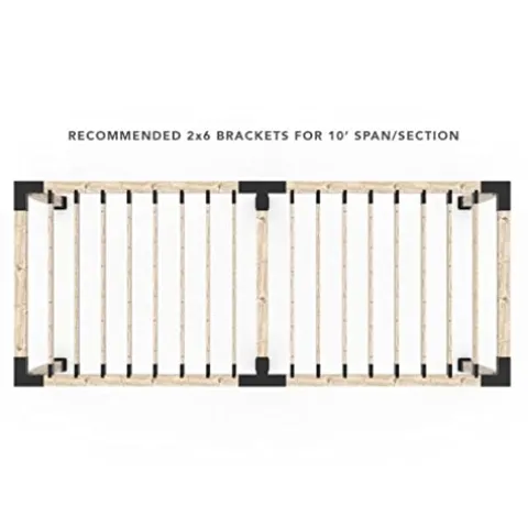 TOJAGRID Double Pergola Kit for 6×6 Wood Posts with KNECT 2×6 Top Rafter Brackets Black