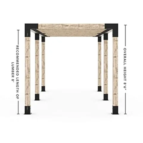 TOJAGRID Double Pergola Kit for 6×6 Wood Posts with KNECT 2×6 Top Rafter Brackets Black
