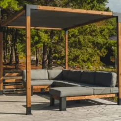 TOJAGRID Pergola Kit with Shade SAIL for 4×4 Wood Posts (10×10) Black