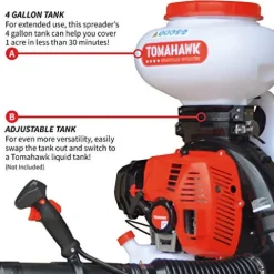 Tomahawk Power 4 Gallon Motorized Backpack Spreader for Granular Fertilizer, Seed, Feed, Salt Ice White