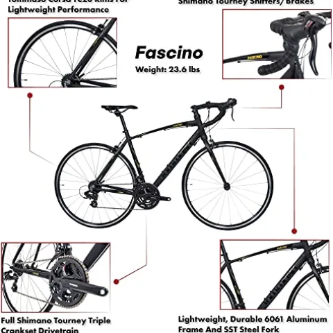 Tommaso Fascino Sport Performance Aluminum Road Bike Black/Yellow