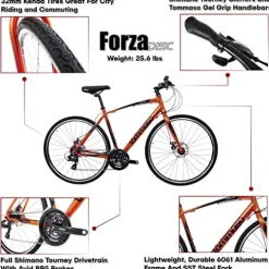 Tommaso Forza Shimano Tourney Hybrid Disc Brake Fitness Bike Orange Large