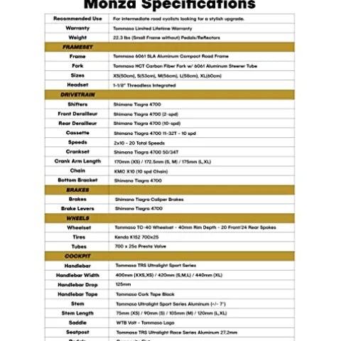 Tommaso Monza Performance Aluminum Road Bike Shimano Tiagra 24 Speeds Blue XL 60cm