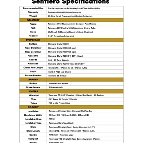 Tommaso Sentiero Sport Performance Aluminum Gravel Bike Matte Black/Red