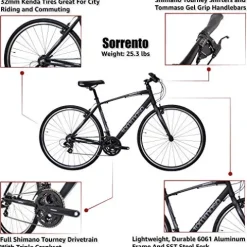 Tommaso Sorrento Shimano Tourney Hybrid Fitness Bike Matte Black/Grey