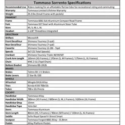 Tommaso Sorrento Shimano Tourney Hybrid Fitness Bike Black/Grey – Extra Large