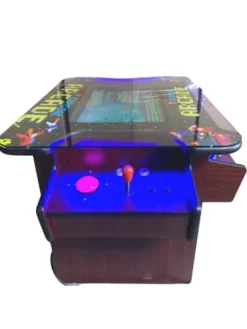 TOP US VIDEO ARCADES Full Size Commercial Grade Cocktail Arcade Machine 3515 Games 22” Screen Tempered Glass 2 Stools Included 5 Year Warranty Dark Wood