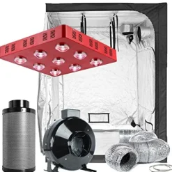 TopoLite Complete Hydroponic Grow Tent Kit with 1800W LED Light and 6″ Carbon Filter 60″x60″x80