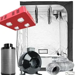 TopoLite Grow Tent Complete Kit Hydroponic System with LED800W Grow Light and 6″ Carbon Filter White