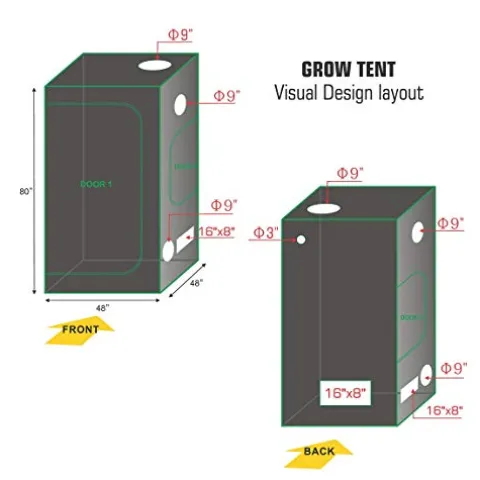 TopoLite Hydroponic Grow Tent Complete Kit with 1200W LED Light and 6″ Carbon Filter 48″x48″x80