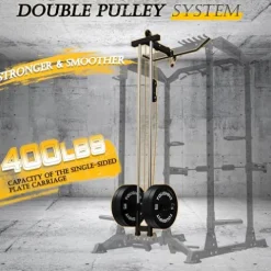 ToughFit 2024 T2 Power Cage Multi-Function Power Rack with LAT Pulldown Black