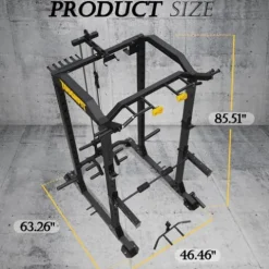 ToughFit 2024 T2 Power Cage Multi-Function Power Rack with LAT Pulldown Black