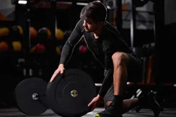 ToughFit Bumper Plate with Steel Insert – Rubber 2″ Olympic Barbell Weightlifting Plates Set Black