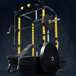 ToughFit Bumper Plate with Steel Insert – Rubber 2″ Olympic Barbell Weightlifting Plates Set Black