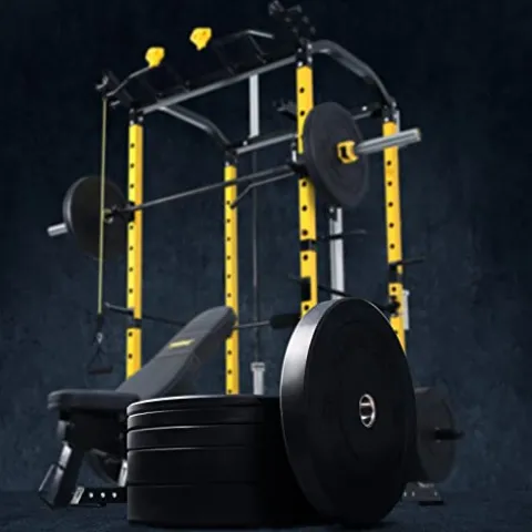 ToughFit Bumper Plate with Steel Insert – Rubber 2″ Olympic Barbell Weightlifting Plates Set Black