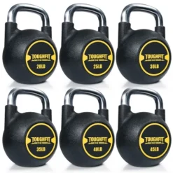 ToughFit 195LBS PU Coated Kettlebell Set – Rust-proof Handles & Flat Bottoms