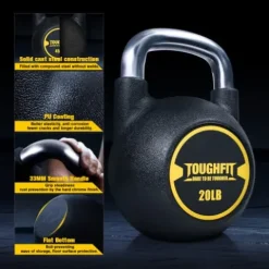 ToughFit 195LBS PU Coated Kettlebell Set – Rust-proof Handles & Flat Bottoms