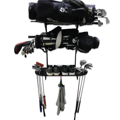TRAPSKI Golf Bag Wall Rack Storage Organizer Black