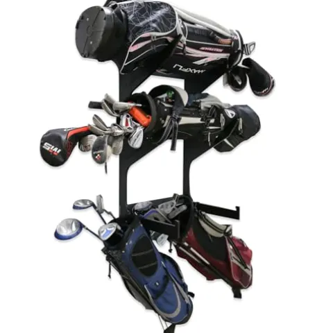 TRAPSKI Golf Bag Wall Rack Storage Organizer Black
