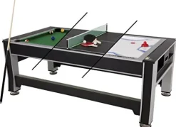 Triumph Sports 3-in-1 7′ Rotating Swivel Multigame Table Black