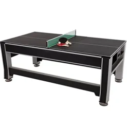 Triumph Sports 3-in-1 7′ Rotating Swivel Multigame Table Black