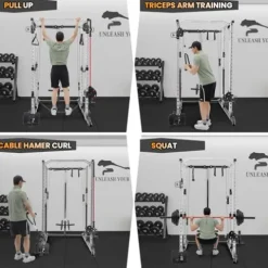 TROPOW 2000lbs Multi-Function Power Cage with J-Hooks and Dip Handles, Black/White