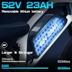 Tumotcy 1000W Electric Bike 52V 23Ah 7-Speed Fat Tire Dual Motor White