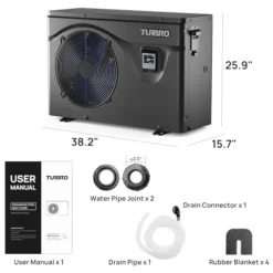 TURBRO Beluga Series 50,000 BTU Pool Heat Pump WiFi Timer Black