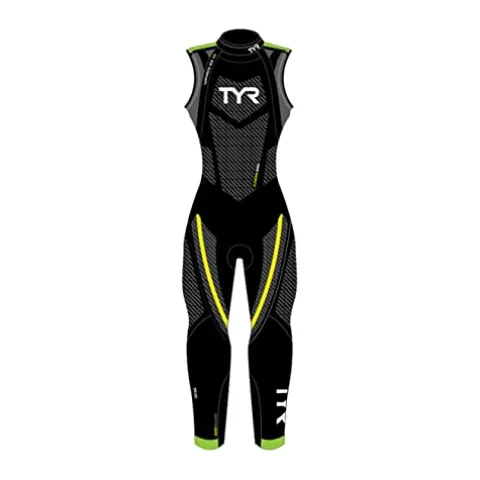 TYR Men Cat 5 Sleeveless Wetsuit Black/Grn/Yellow S