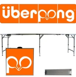 Uberpong Custom Drink Pong Table, Laminated Surface, Adjustable Legs, 2×8 Feet, Multicolor