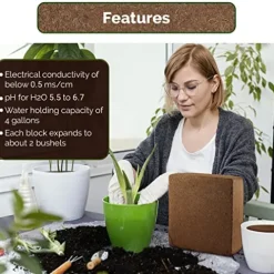 UBICON Organic Coco Coir Block – 11 lb Garden Soil for Indoor & Outdoor Use