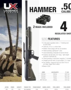 Umarex Hammer .50 Caliber PCP Pellet Gun Air Rifle Multi