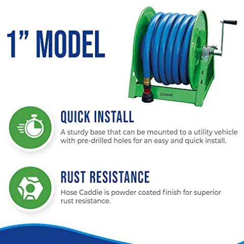 Underhill Heavy-Duty Hose Reel Holder Caddy for Golfing Greens and Sports Fields Green