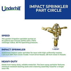 Underhill Impact Sprinkler Head Heavy Metal 1 1/4-Inch MPT Part Circle Brass