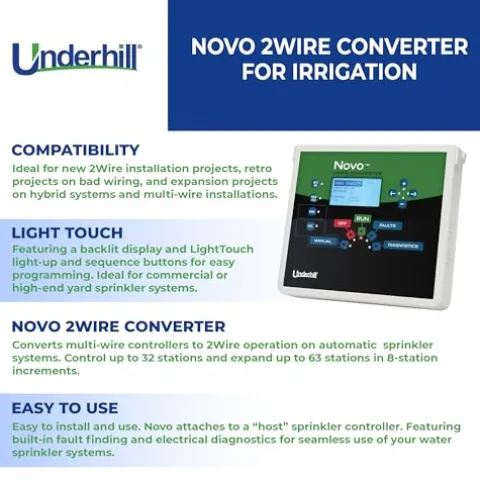 Underhill Novo Automatic Irrigation System 2-Wire Converter Decoder Adapter Controller Control Station Box Black