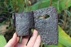 Unknown European Medieval German Iron Axe with Key-Shape Hole #12A Black